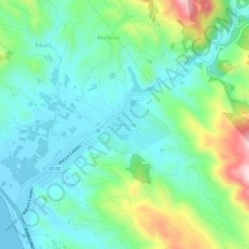 Mapa topográfico Demirtaş, altitud, relieve