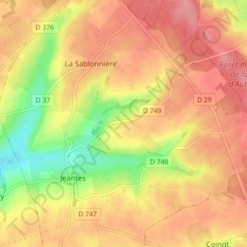 Mapa topográfico La Longue Rue de Bas, altitud, relieve