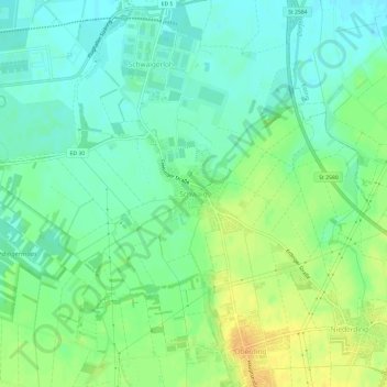 Mapa topográfico Schwaig, altitud, relieve