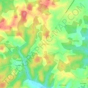 Mapa topográfico Les Potences, altitud, relieve