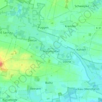 Mapa topográfico Mammoißel, altitud, relieve