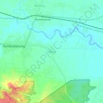 Mapa topográfico Pilang, altitud, relieve