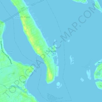 Mapa topográfico Port Sewall, altitud, relieve