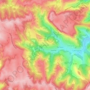 Mapa topográfico Combrieu, altitud, relieve