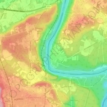 Mapa topográfico Coarezza, altitud, relieve