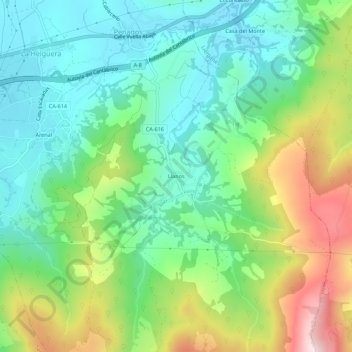 Mapa topográfico Llanos, altitud, relieve