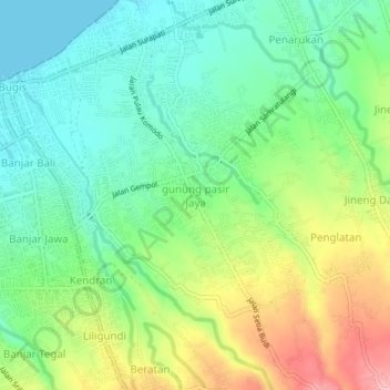Mapa topográfico Indonesia, altitud, relieve