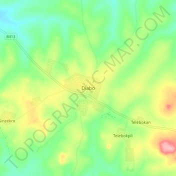 Mapa topográfico Diabo, altitud, relieve