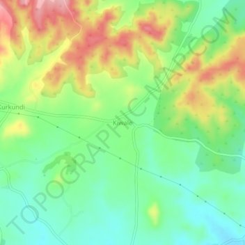 Mapa topográfico Kiwale, altitud, relieve
