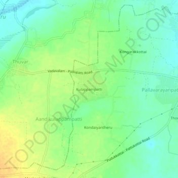 Mapa topográfico Kulappampatti, altitud, relieve