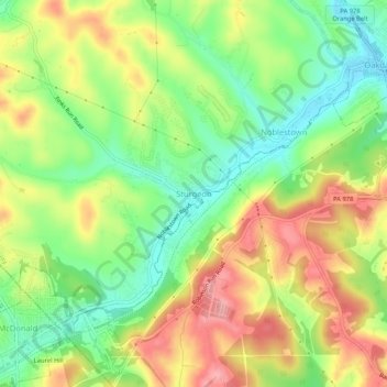 Mapa topográfico Sturgeon, altitud, relieve