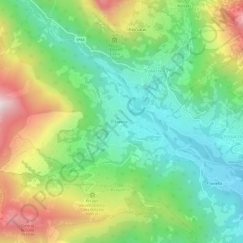 Mapa topográfico Inverso, altitud, relieve