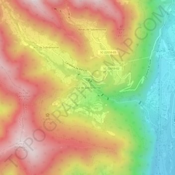 Mapa topográfico Yosa de Sobremonte, altitud, relieve