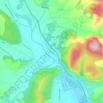 Mapa topográfico Eyguians, altitud, relieve
