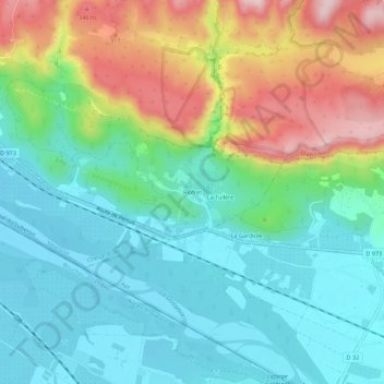 Mapa topográfico Riofret, altitud, relieve