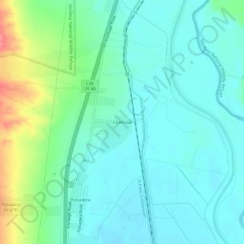 Mapa topográfico Chamizal, altitud, relieve