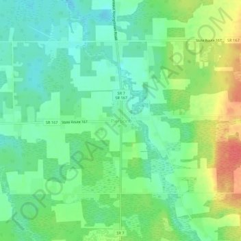 Mapa topográfico Pierpont, altitud, relieve