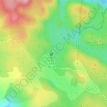 Mapa topográfico Siou Blanc, altitud, relieve