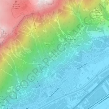 Mapa topográfico Euloz, altitud, relieve