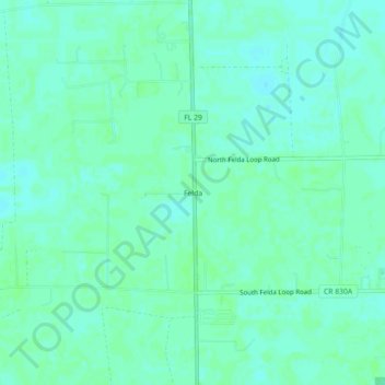 Mapa topográfico Felda, altitud, relieve