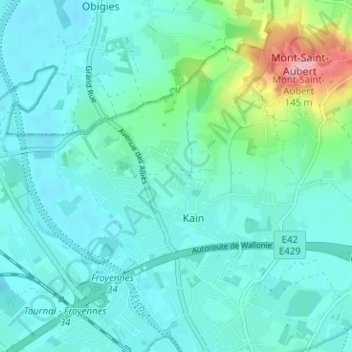 Mapa topográfico Vert Marais, altitud, relieve