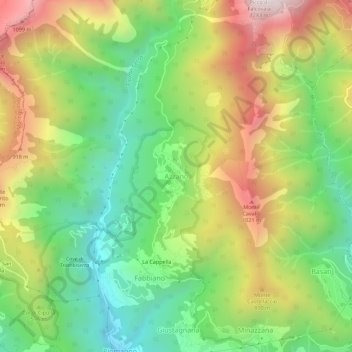Mapa topográfico Azzano, altitud, relieve