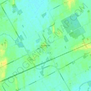 Mapa topográfico Winchester, altitud, relieve