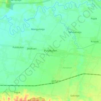 Mapa topográfico Pulokulon, altitud, relieve