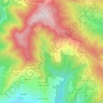 Mapa topográfico Bruscarolo, altitud, relieve