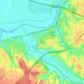 Mapa topográfico Vitinia, altitud, relieve