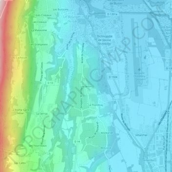 Mapa topográfico Les Janon, altitud, relieve