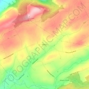Mapa topográfico Hobbie, altitud, relieve