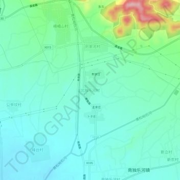 Mapa topográfico 北独乐河村, altitud, relieve