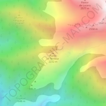Mapa topográfico Punta el Temblar, altitud, relieve