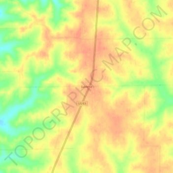 Mapa topográfico Sublette, altitud, relieve