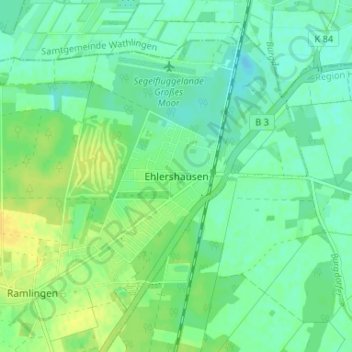 Mapa topográfico Ehlershausen, altitud, relieve