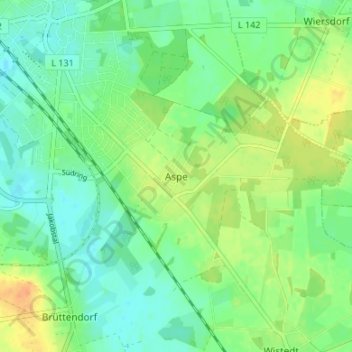Mapa topográfico Aspe, altitud, relieve