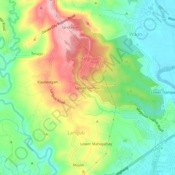 Mapa topográfico Upper Dampa, altitud, relieve