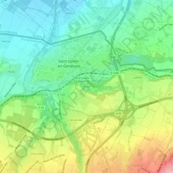 Mapa topográfico Ternier, altitud, relieve