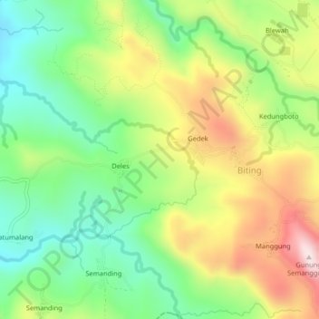 Mapa topográfico Kedungboto, altitud, relieve