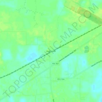 Mapa topográfico Hightower, altitud, relieve