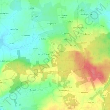 Mapa topográfico Point-Clos, altitud, relieve