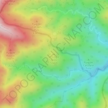 Mapa topográfico el Cingle Gros, altitud, relieve