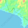 Mapa topográfico Pantai Karang Bolong, altitud, relieve