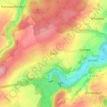 Mapa topográfico Staitz, altitud, relieve