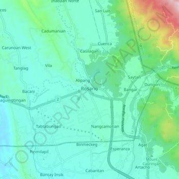 Mapa topográfico Rosario, altitud, relieve