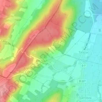 Mapa topográfico Las Devèses, altitud, relieve