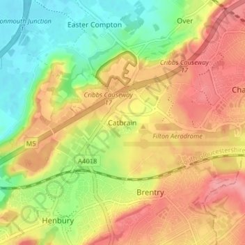 Mapa topográfico Catbrain, altitud, relieve