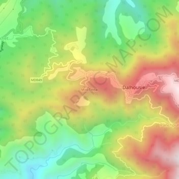 Mapa topográfico Moti Tibba, altitud, relieve
