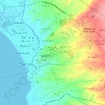Mapa topográfico Poblacion 13, altitud, relieve